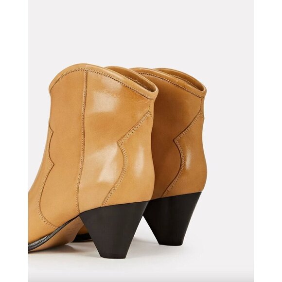 Isabel Marant Darizo Leather Western Booties Natural Tan Womens Size 38 - Picture 5 of 16